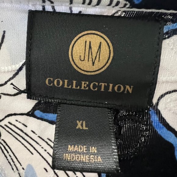 JM Collection 3/4 Sleeve Blue Floral Embossed Top - Picture 4 of 5
